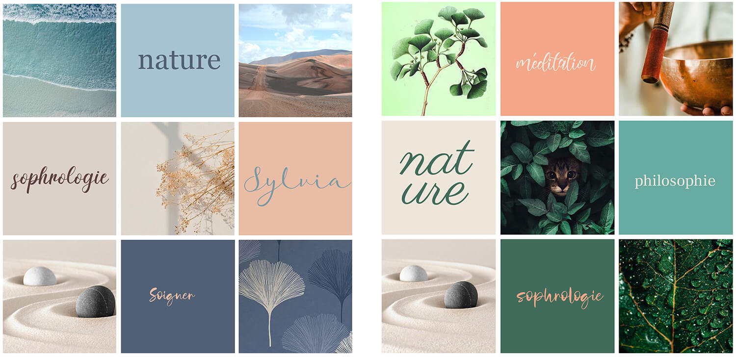 deux moodboards différents pour une sophrologue